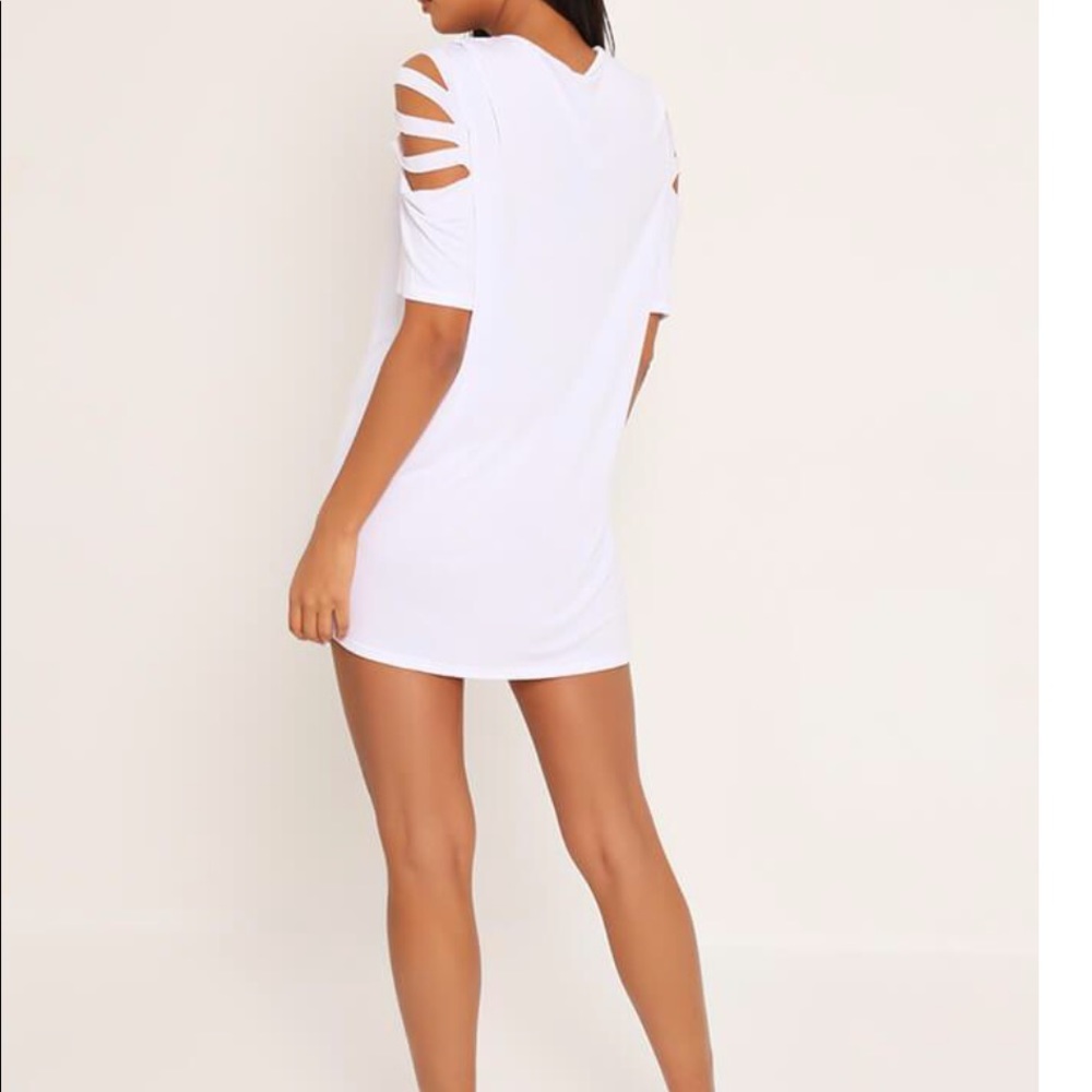 NEW Distressed Grunge White T Shirt Dress S-3X - Picture 2 of 2